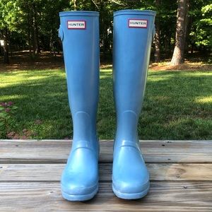 Blue Tall Gloss Hunter Boots